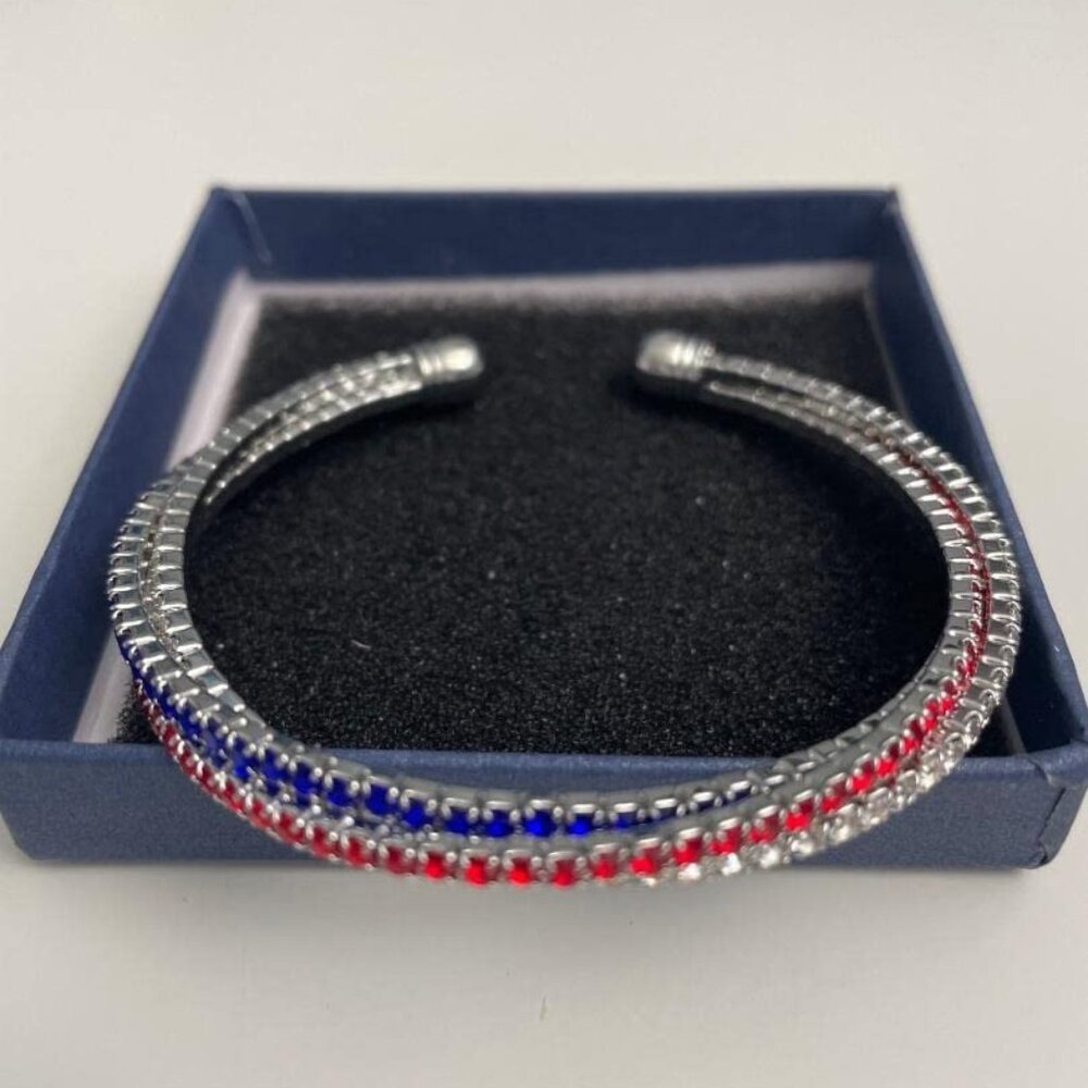 USA American Flag Rhinestone Bracelet